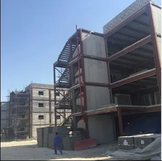 Multi-storey structural steel frame under construction